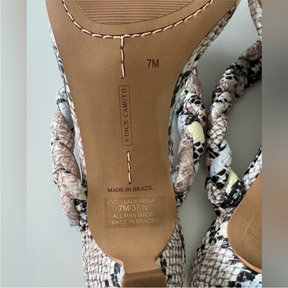 Snake Print Braided Sandals Vince Camuto Size 7 - Picture 9 of 10